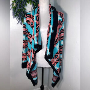 b sharp, L, mohair blend, long sleeve open cardigan shawl collar,asymmetric hem